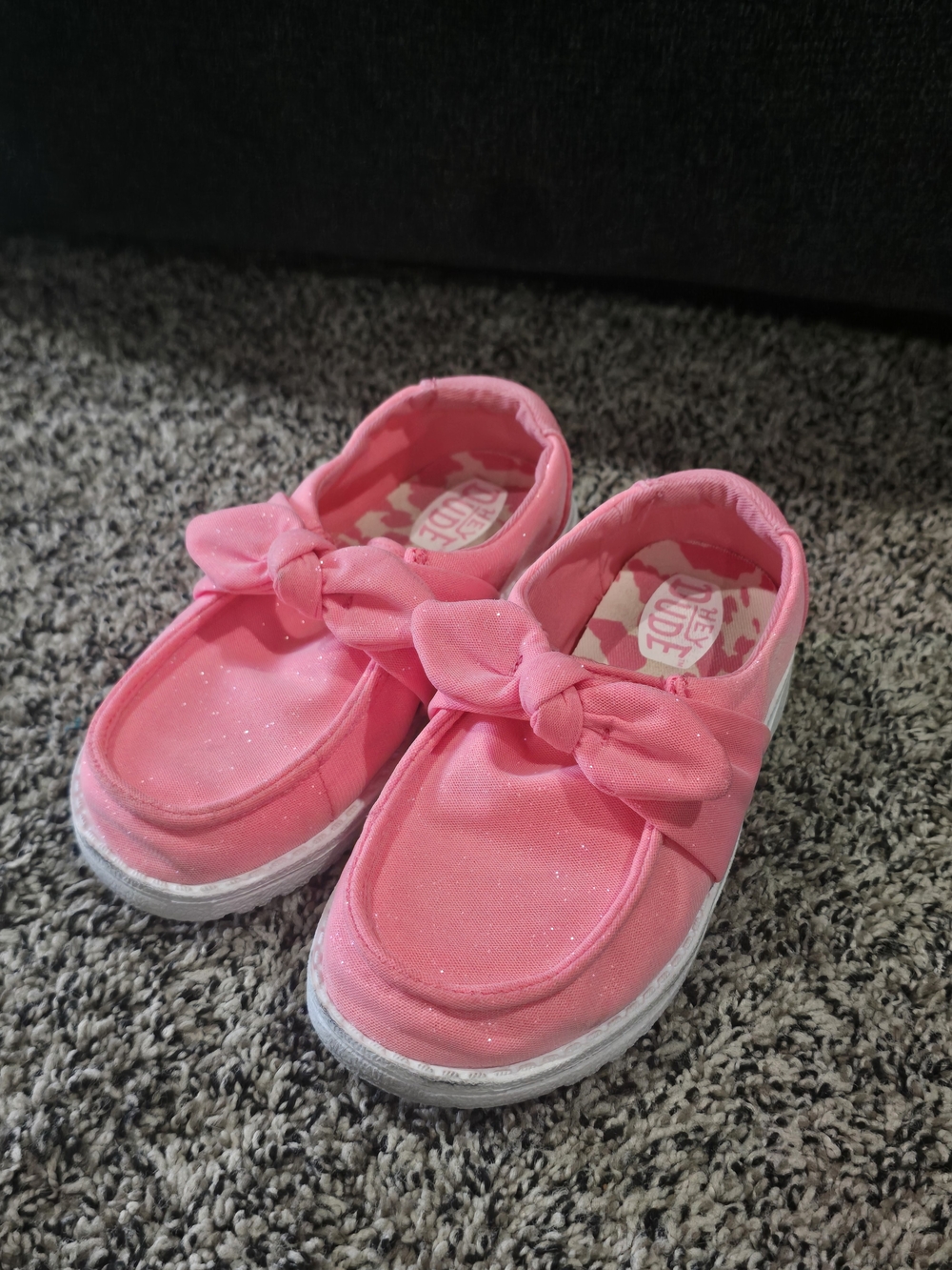 Hey Dude Girls Pink Bow Slip-On Moccasins